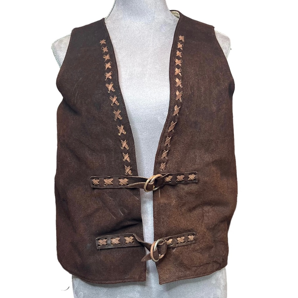 Vintage Fringe Leather Shearling Vest